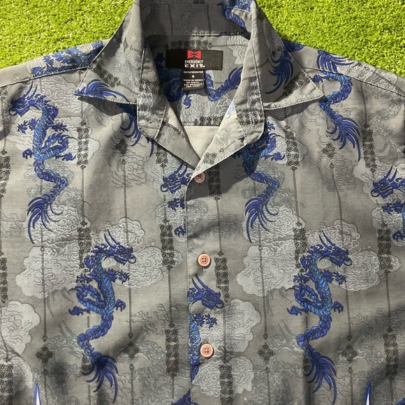 Vintage Blue Dragon Flames Men’s Hawaiian Shirt - Picture 7 of 12